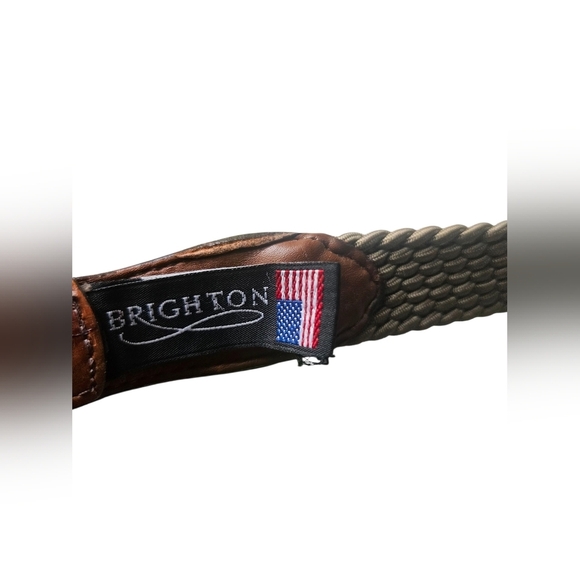 Brighton Elastic Cord w/ Croco Embossed Leather Trim Belt Men 40 - Picture 3 of 6